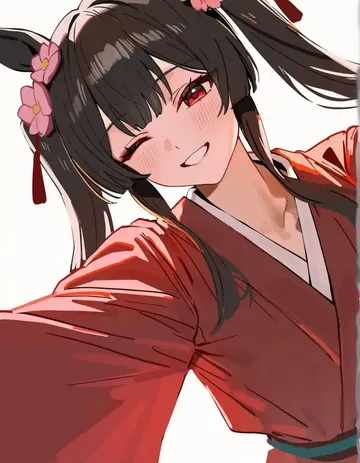 红衣少女灿烂地向镜头伸出手的角色立绘